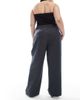 Vero Moda Curve Vero Moda Curve tailored herringbone wide leg pants in dark gray melange - part of a set - 3
