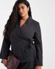Vero Moda Curve Vero Moda Curve tailored tie side blazer in dark heather gray - part of a set - 1