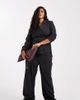 Vero Moda Curve Vero Moda Curve tailored wide leg pants in dark heather gray - part of a set - 1