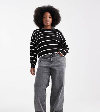 Vero Moda Curve Vero Moda Curve Tessa high rise wide leg jeans in medium gray wash