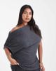 Vero Moda Curve Vero Moda Curve textured jersey off shoulder drapey top in asphalt gray - part of a set - 1