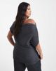 Vero Moda Curve Vero Moda Curve textured jersey off shoulder drapey top in asphalt gray - part of a set - 4