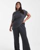 Vero Moda Curve Vero Moda Curve textured jersey wide leg pants in asphalt gray - part of a set - 1