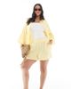 Vero Moda Curve Vero Moda Curve textured shorts in pale yellow - part of a set - 1