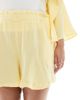 Vero Moda Curve Vero Moda Curve textured shorts in pale yellow - part of a set - 2