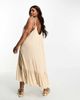 Vero Moda Curve Vero Moda Curve tie shoulder beach maxi dress in cream-White - 4