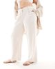 Vero Moda Curve Vero Moda Curve wide leg dad pants in oatmeal-Neutral - 4