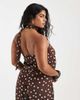 Vero Moda Curve Vero Moda Curve woven bandeau top with scarf detail in chocolate and white polka dot print - part of a set-Brown - 4
