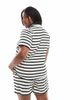Vero Moda Curve Veto Moda Curve terrycloth polo T-shirt in mono stripe - part of a set-Multi - 3