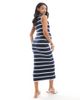 Vero Moda Maternity Vero Moda Maternity jersey knit ankle dress in navy stripe - 3
