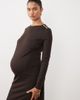Vero Moda Maternity Vero Moda Maternity long sleeve ruched jersey midaxi dress with shoulder detail in chocolate brown - 4