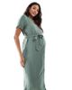 Vero Moda Maternity Vero Moda Maternity midi shirt dress with tie waist in sage green - 1