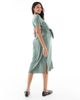 Vero Moda Maternity Vero Moda Maternity midi shirt dress with tie waist in sage green - 4