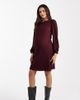 Vero Moda Maternity Vero Moda Maternity plisse blouson sleeve mini dress in burgundy-Red - 1