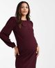 Vero Moda Maternity Vero Moda Maternity plisse blouson sleeve mini dress in burgundy-Red - 2