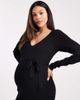 Vero Moda Maternity Vero Moda Maternity rib knit long sleeve midi dress with belt detail in black - 1