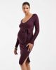 Vero Moda Maternity Vero Moda Maternity rib knit long sleeve midi dress with belt detail in burgundy-Red - 1