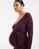 Vero Moda Maternity Vero Moda Maternity rib knit long sleeve midi dress with belt detail in burgundy-Red - 3