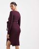 Vero Moda Maternity Vero Moda Maternity rib knit long sleeve midi dress with belt detail in burgundy-Red - 4