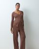 Vero Moda Maternity Vero Moda Maternity ribbed jersey over the bum wide leg pants set in cocoa brown - 1