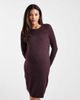 Vero Moda Maternity Vero Moda Maternity soft knit crew neck mini dress in heathered burgundy - 3
