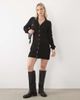 Vero Moda Petite Vero Moda Petite button front balloon sleeve knitted mini dress in black melange - 2