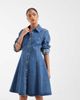 Vero Moda Petite Vero Moda Petite button up seam detailing denim mini dress in medium blue - 3