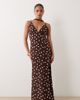 Vero Moda Petite Vero Moda Petite cami maxi dress with scarf neck detail in chocolate polka dot print-Brown - 1