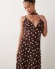 Vero Moda Petite Vero Moda Petite cami maxi dress with scarf neck detail in chocolate polka dot print-Brown - 4