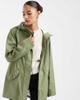 Vero Moda Petite Vero Moda Petite coated rain jacket with hood in oil green - 1