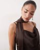 Vero Moda Petite Vero Moda Petite cowl neck satin cami midi dress with scarf detail in chocolate brown - 2