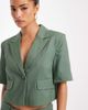Vero Moda Petite Vero Moda Petite cropped short sleeve tailored blazer in laurel green - part of a set - 3