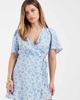 Vero Moda Petite Vero Moda Petite flutter sleeve wrap front mini dress in blue floral print - 1
