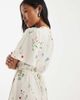 Vero Moda Petite Vero Moda Petite flutter sleeve wrap front mini dress in cream floral print-White - 3