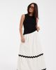 Vero Moda Petite Vero Moda Petite full tiered maxi skirt with contrast scallop trim in cream-White - 1