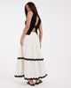Vero Moda Petite Vero Moda Petite full tiered maxi skirt with contrast scallop trim in cream-White - 4