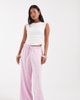 Vero Moda Petite Vero Moda Petite linen touch wide leg pants with drawstring waist in pink stripes - 1