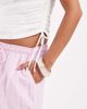 Vero Moda Petite Vero Moda Petite linen touch wide leg pants with drawstring waist in pink stripes - 4
