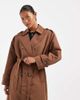 Vero Moda Petite Vero Moda Petite longline belted trench coat in brown - 4