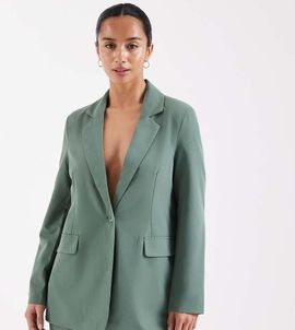 Vero Moda Petite Vero Moda Petite loose fit tailored blazer in green - part of a set