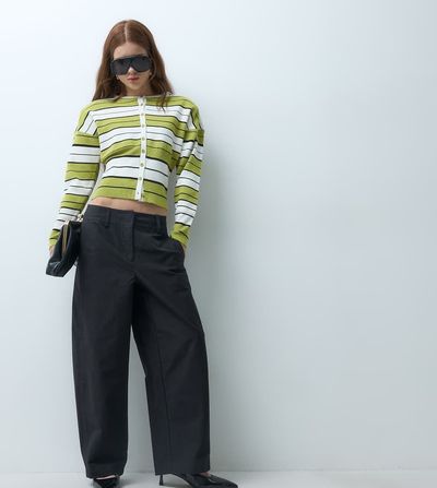 Vero Moda Petite Vero Moda Petite mid rise barrel leg trouser in black