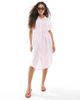 Vero Moda Petite Vero Moda Petite midi shirt dress with tie belt in pink - 4
