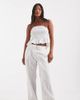 Vero Moda Petite Vero Moda Petite poplin wide leg pull-on pants in white and black stripe - part of a set - 1