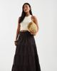 Vero Moda Petite Vero Moda Petite shirred waist tiered boho maxi skirt in chocolate-Brown - 1