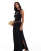 Vero Moda Petite Vero Moda Petite slinky ruched front maxi skirt in black - part of a set - 1