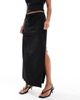 Vero Moda Petite Vero Moda Petite slinky ruched front maxi skirt in black - part of a set - 3