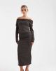 Vero Moda Petite Vero Moda Petite soft touch folded waistband midi skirt in chocolate melange - part of a set-Brown - 1