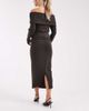 Vero Moda Petite Vero Moda Petite soft touch folded waistband midi skirt in chocolate melange - part of a set-Brown - 2