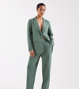 Vero Moda Petite Vero Moda Petite straight leg tailored pants in green - part of a set