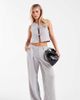 Vero Moda Petite Vero Moda Petite tailored pleated front wide leg pants in heather gray - part of a set - 1